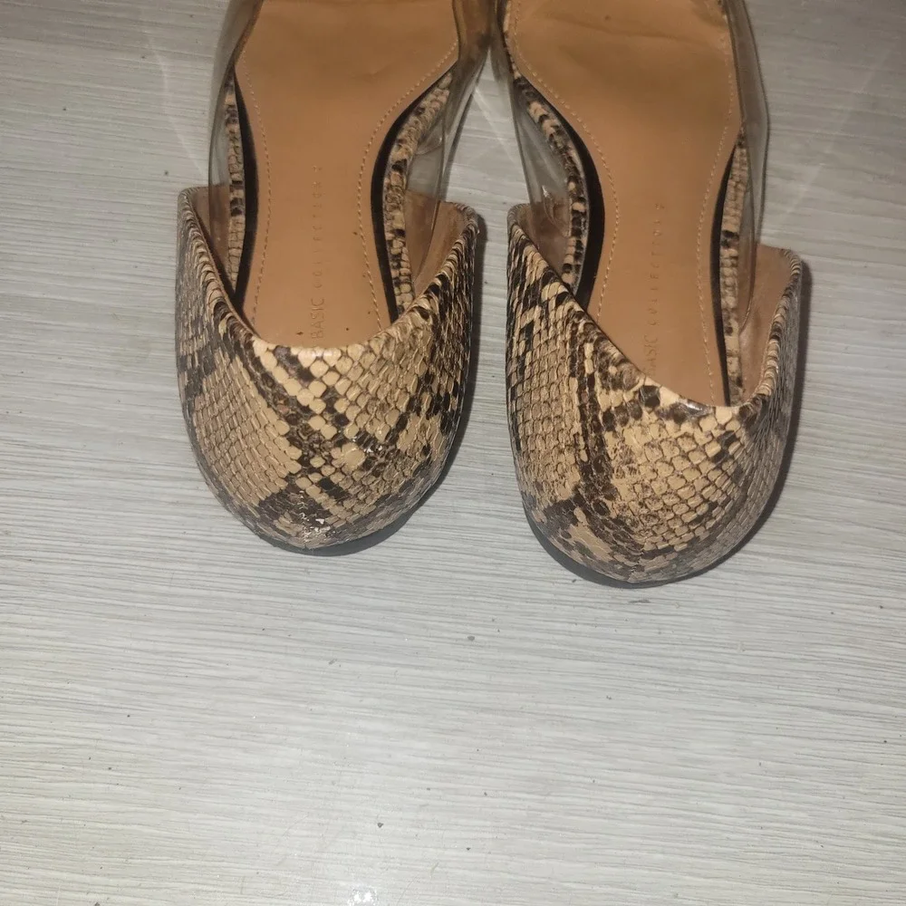 Zara Basic Collection Women Snake‎ Print Pointed Toe Clear D Orsay Flats Size 41